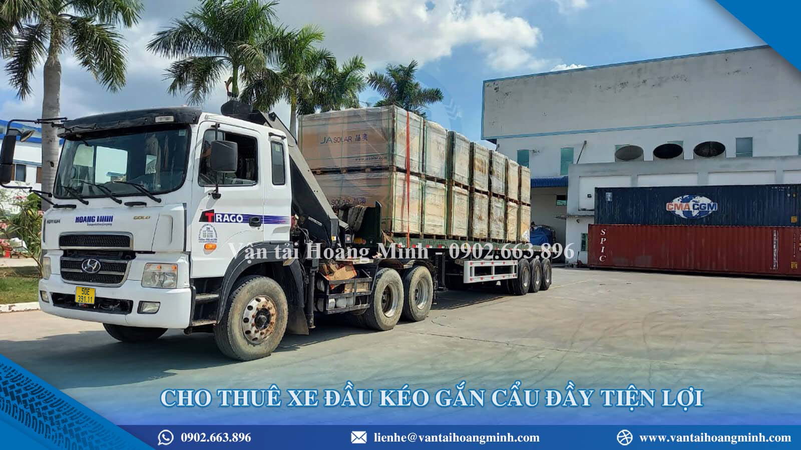Cho thuê xe đầu kéo gắn cẩu