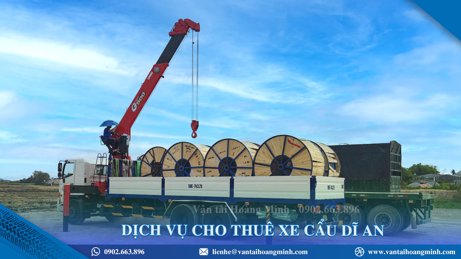 Dịch vụ cho thuê xe cẩu Dĩ An Vận tải Hoàng Minh
