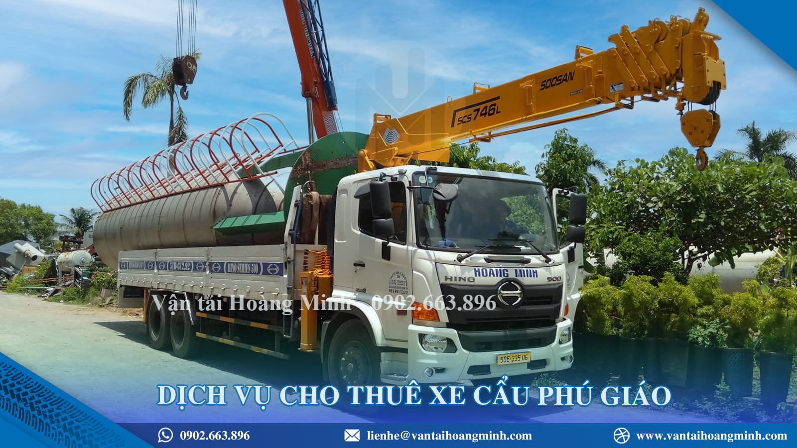 Dịch vụ cho thuê xe cẩu Phú Giáo Vận tải Hoàng Minh