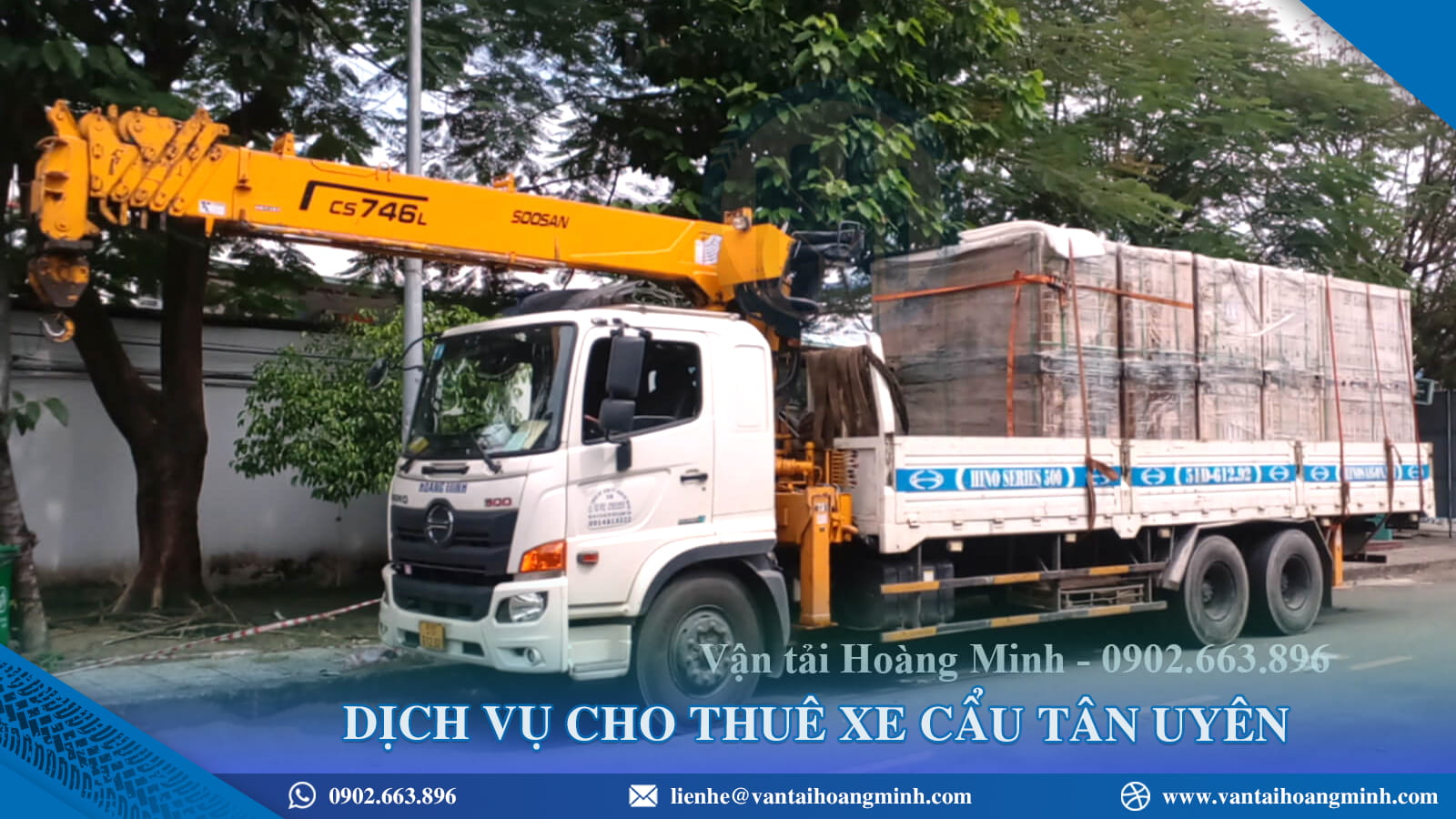 Dịch vụ cho thuê xe cẩu Tân Uyên Vận tải Hoàng Minh